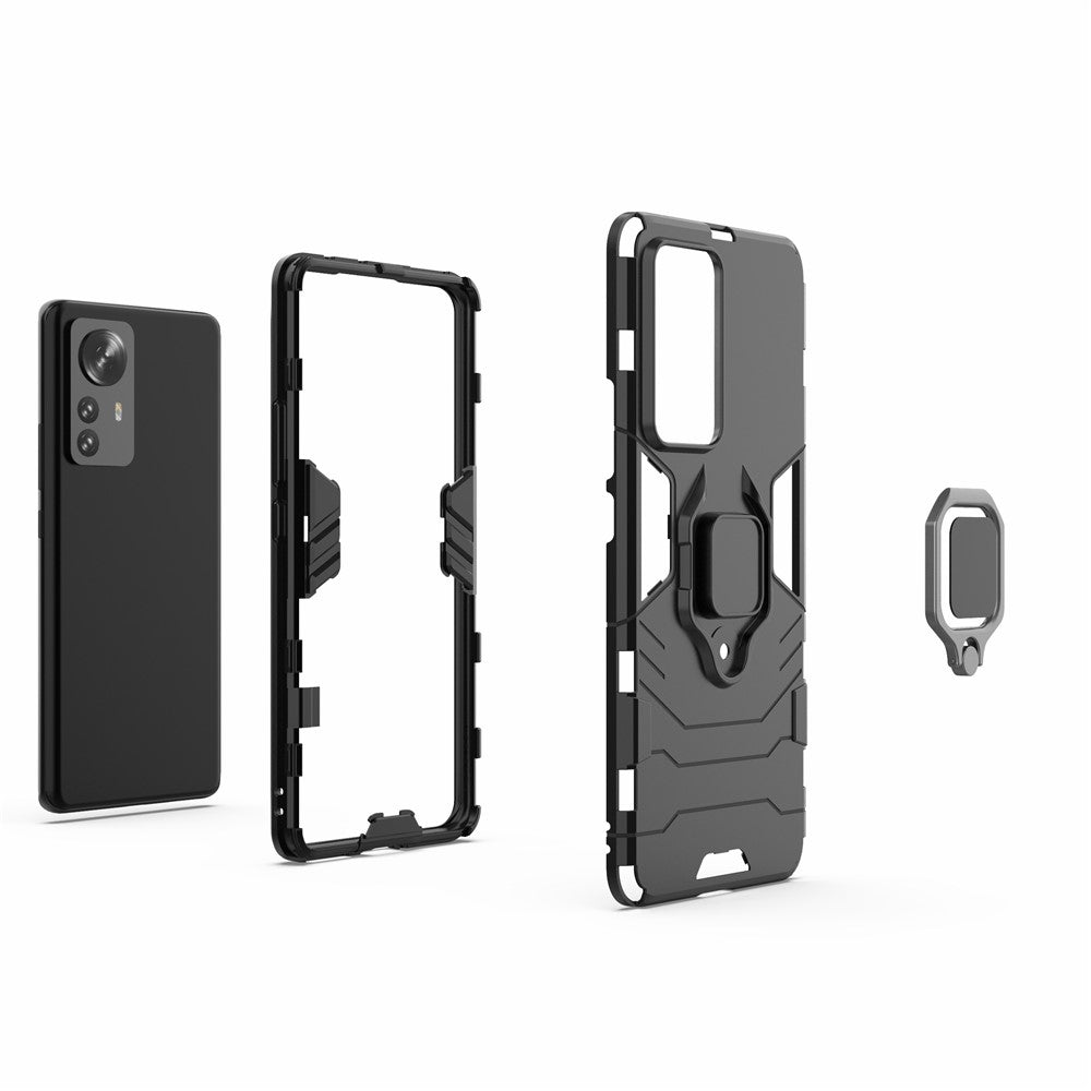 Hybrid Phone Case for Xiaomi 12 Pro 5G / 12S Pro 5G /12 Pro (Dimensity) 5G, Ring Kickstand Hard PC + Soft TPU Shock-Absorbing Phone Cover