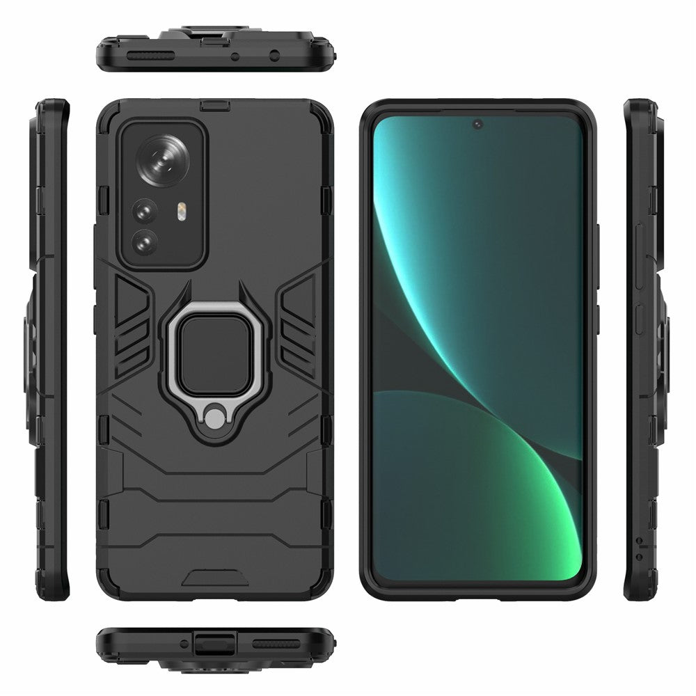 Hybrid Phone Case for Xiaomi 12 Pro 5G / 12S Pro 5G /12 Pro (Dimensity) 5G, Ring Kickstand Hard PC + Soft TPU Shock-Absorbing Phone Cover
