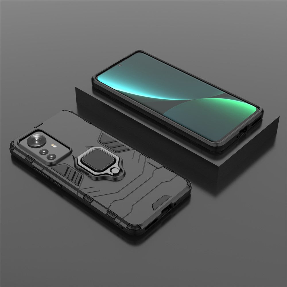 Hybrid Phone Case for Xiaomi 12 Pro 5G / 12S Pro 5G /12 Pro (Dimensity) 5G, Ring Kickstand Hard PC + Soft TPU Shock-Absorbing Phone Cover
