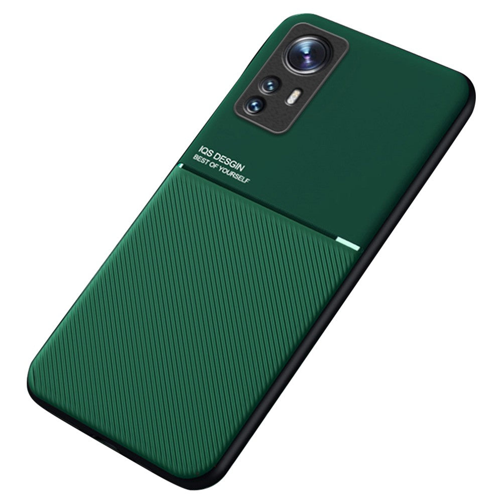 For Xiaomi 12 5G/12X 5G/12S 5G Lines Design PU Leather + TPU Phone Case Protective Cover with Built-in Magnetic Metal Sheet
