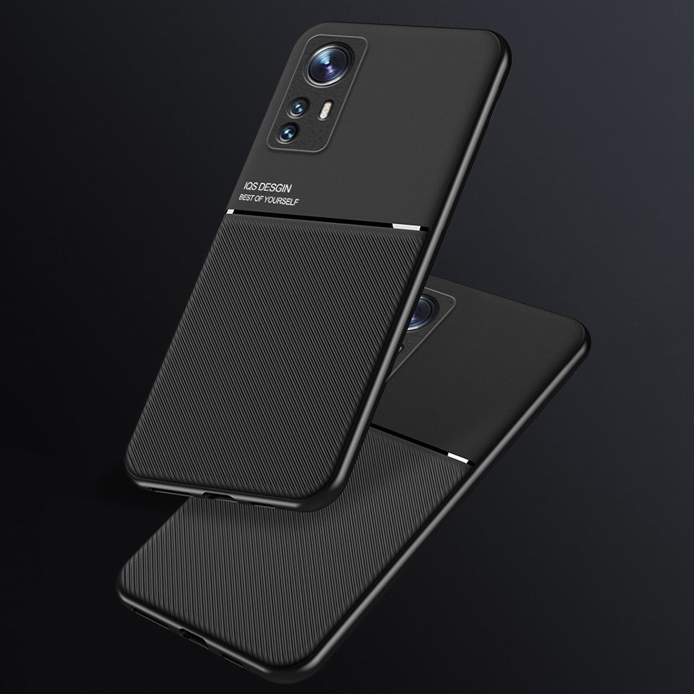 For Xiaomi 12 5G/12X 5G/12S 5G Lines Design PU Leather + TPU Phone Case Protective Cover with Built-in Magnetic Metal Sheet