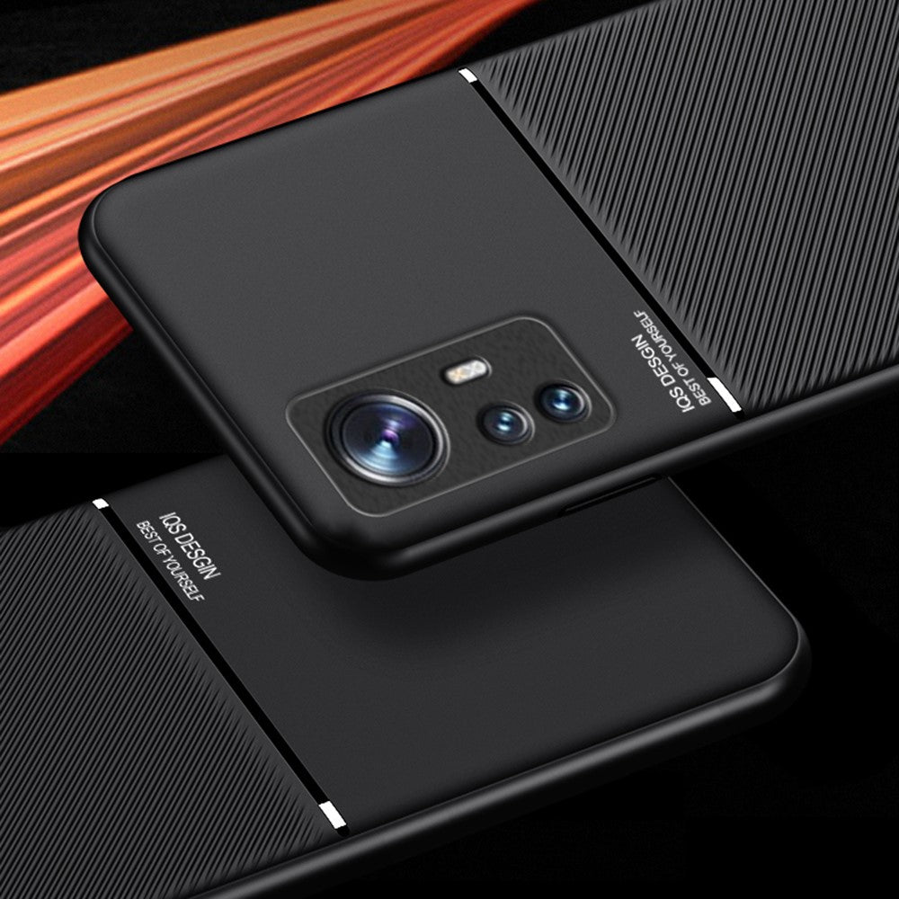 For Xiaomi 12 5G/12X 5G/12S 5G Lines Design PU Leather + TPU Phone Case Protective Cover with Built-in Magnetic Metal Sheet
