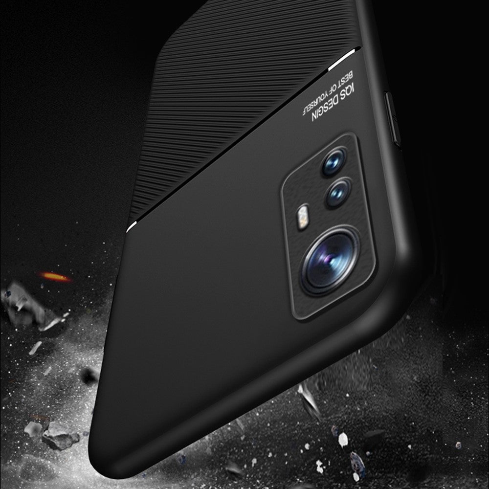 For Xiaomi 12 5G/12X 5G/12S 5G Lines Design PU Leather + TPU Phone Case Protective Cover with Built-in Magnetic Metal Sheet