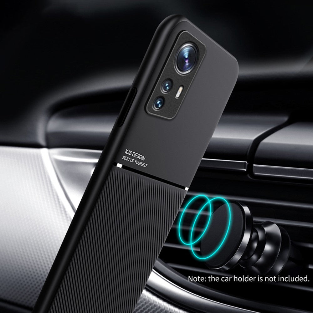 For Xiaomi 12 5G/12X 5G/12S 5G Lines Design PU Leather + TPU Phone Case Protective Cover with Built-in Magnetic Metal Sheet