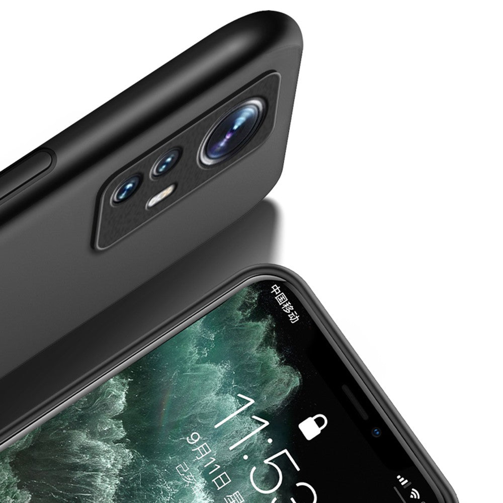 For Xiaomi 12 5G/12X 5G/12S 5G Lines Design PU Leather + TPU Phone Case Protective Cover with Built-in Magnetic Metal Sheet