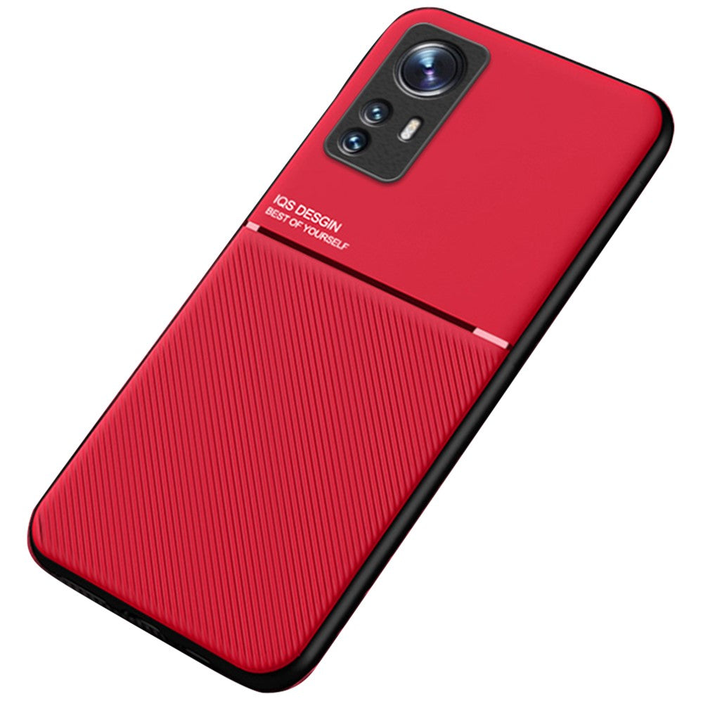 For Xiaomi 12 5G/12X 5G/12S 5G Lines Design PU Leather + TPU Phone Case Protective Cover with Built-in Magnetic Metal Sheet
