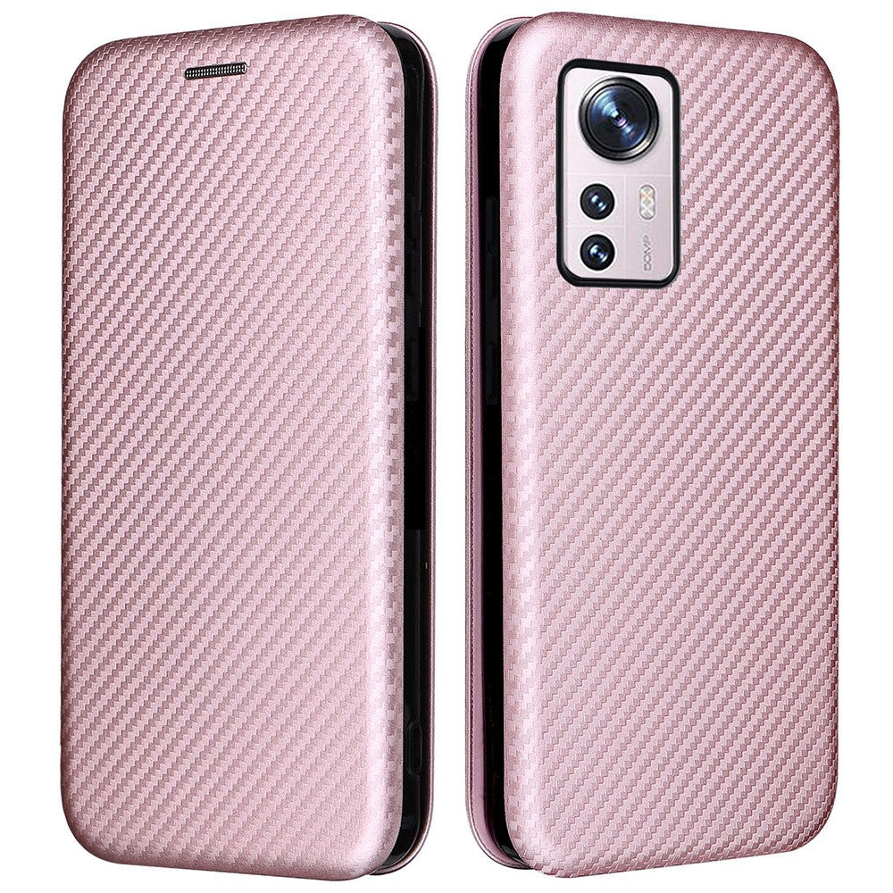For Xiaomi 12 Pro 5G / 12S Pro 5G /12 Pro (Dimensity) 5G PU Leather Cover Card Slot Carbon Fiber Texture Folio Flip Stand Phone Case