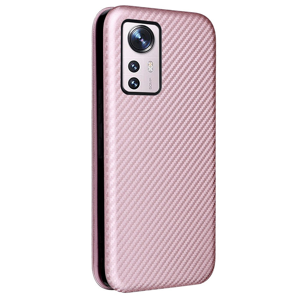 For Xiaomi 12 Pro 5G / 12S Pro 5G /12 Pro (Dimensity) 5G PU Leather Cover Card Slot Carbon Fiber Texture Folio Flip Stand Phone Case