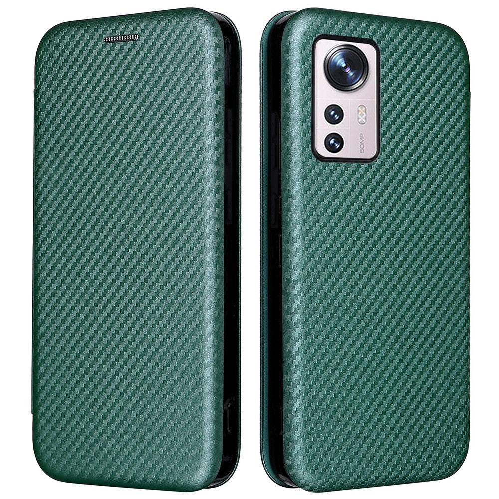 For Xiaomi 12 Pro 5G / 12S Pro 5G /12 Pro (Dimensity) 5G PU Leather Cover Card Slot Carbon Fiber Texture Folio Flip Stand Phone Case