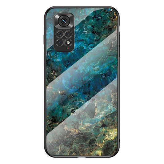 For Xiaomi Redmi Note 11 4G (Qualcomm) /Note 11S  4G Marble Pattern Shockproof Phone Case Tempered Glass + PC Back TPU Frame Shell