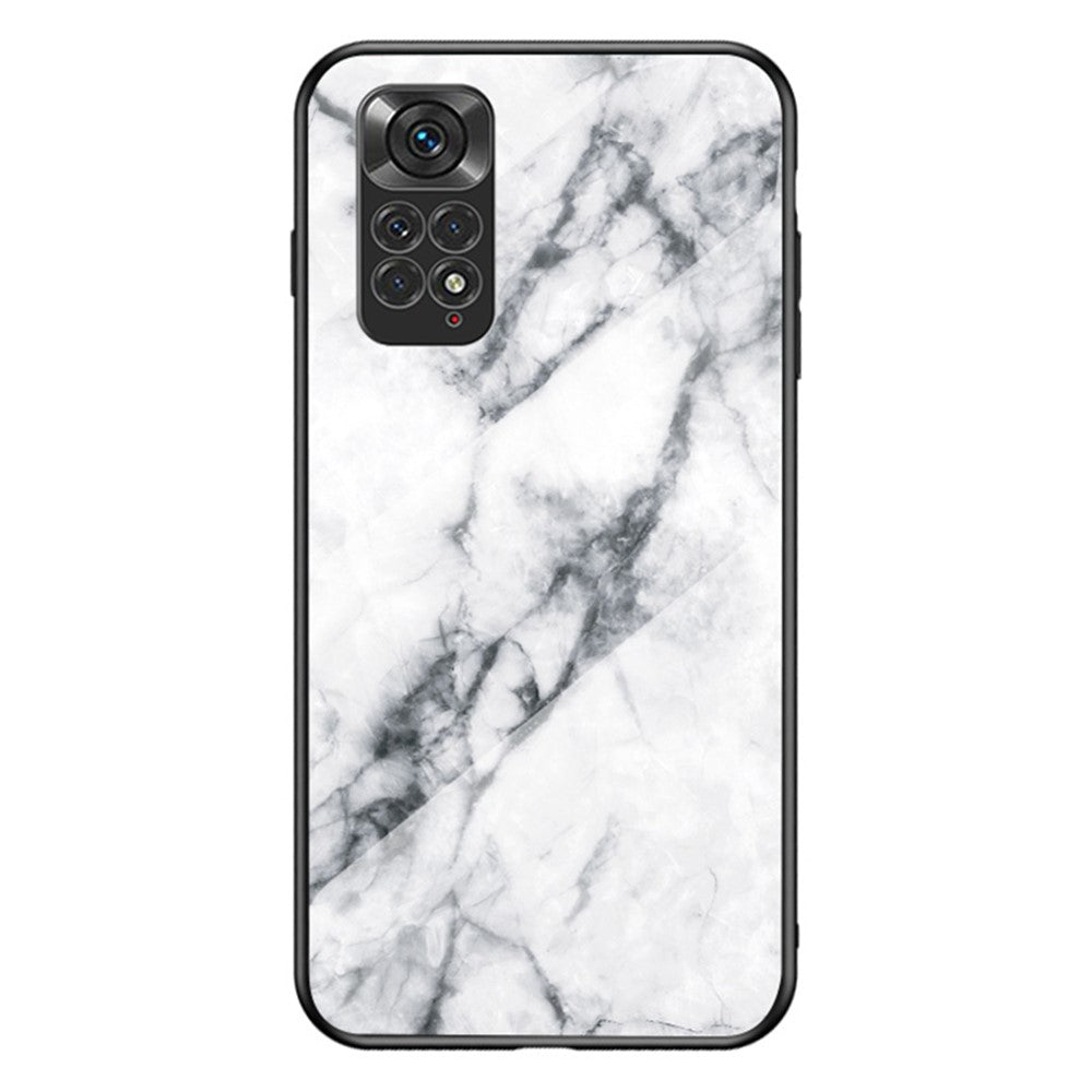 For Xiaomi Redmi Note 11 4G (Qualcomm) /Note 11S  4G Marble Pattern Shockproof Phone Case Tempered Glass + PC Back TPU Frame Shell