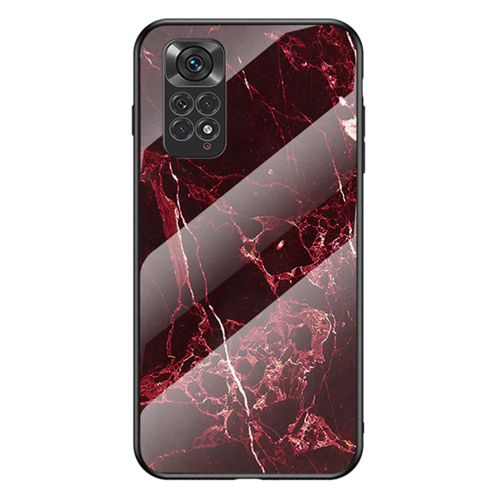 For Xiaomi Redmi Note 11 4G (Qualcomm) /Note 11S  4G Marble Pattern Shockproof Phone Case Tempered Glass + PC Back TPU Frame Shell