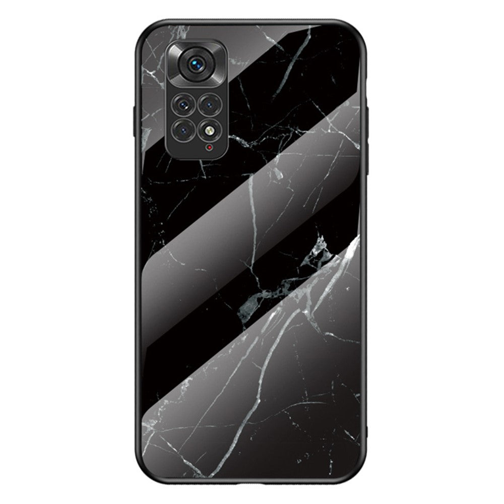 For Xiaomi Redmi Note 11 4G (Qualcomm) /Note 11S  4G Marble Pattern Shockproof Phone Case Tempered Glass + PC Back TPU Frame Shell