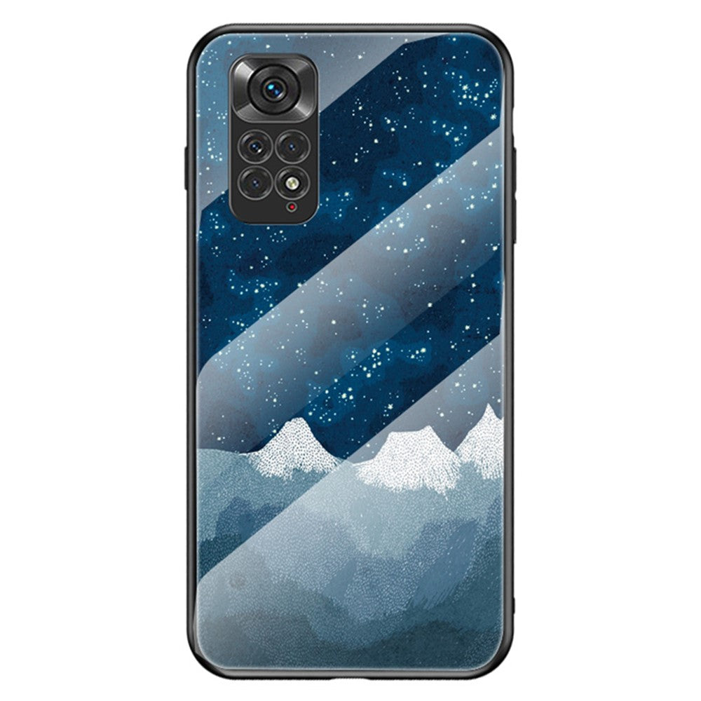 For Xiaomi Redmi Note 11 4G (Qualcomm)/Redmi Note 11S 4G Cell Phone Case Anti-scratch Hard Tempered Glass + PC Back Soft TPU Starry Sky Pattern Design Cover