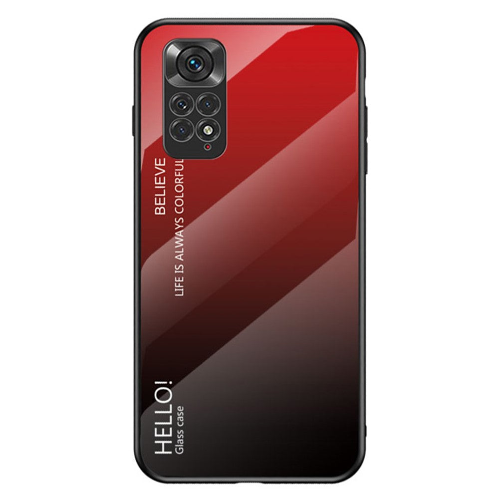 For Xiaomi Redmi Note 11 4G (Qualcomm)/Redmi Note 11S 4G Tempered Glass + PC + TPU Phone Case Stylish Gradient Color Hybrid Back Cover
