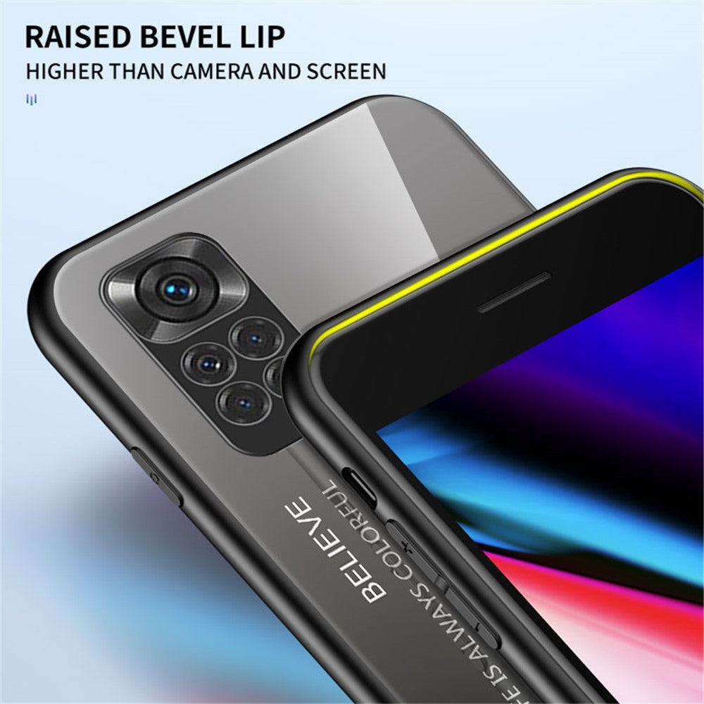 For Xiaomi Redmi Note 11 4G (Qualcomm)/Redmi Note 11S 4G Tempered Glass + PC + TPU Phone Case Stylish Gradient Color Hybrid Back Cover