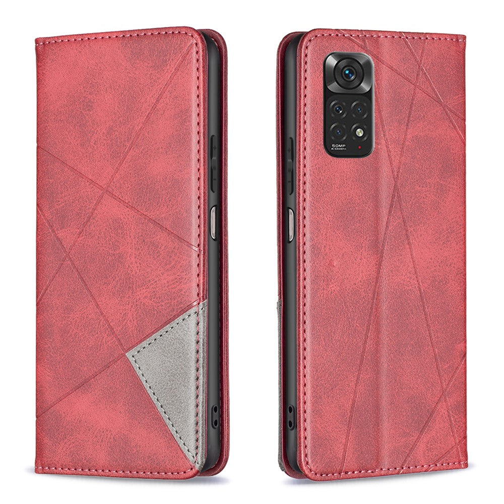 For Xiaomi Redmi Note 11 4G (Qualcomm) Imprinting Pattern Splicing Design Cover with Card Slots Drop-Proof Leather Cell Phone Shell