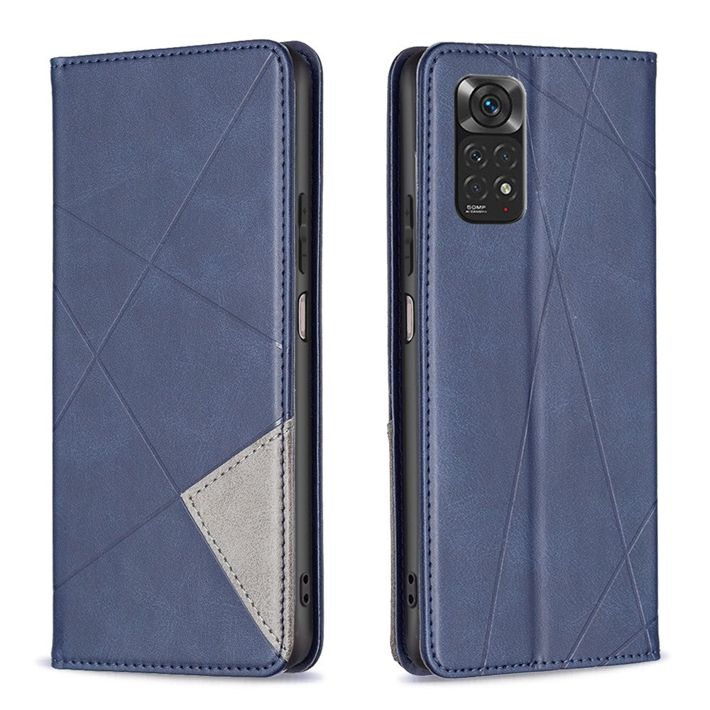 For Xiaomi Redmi Note 11 4G (Qualcomm) Imprinting Pattern Splicing Design Cover with Card Slots Drop-Proof Leather Cell Phone Shell