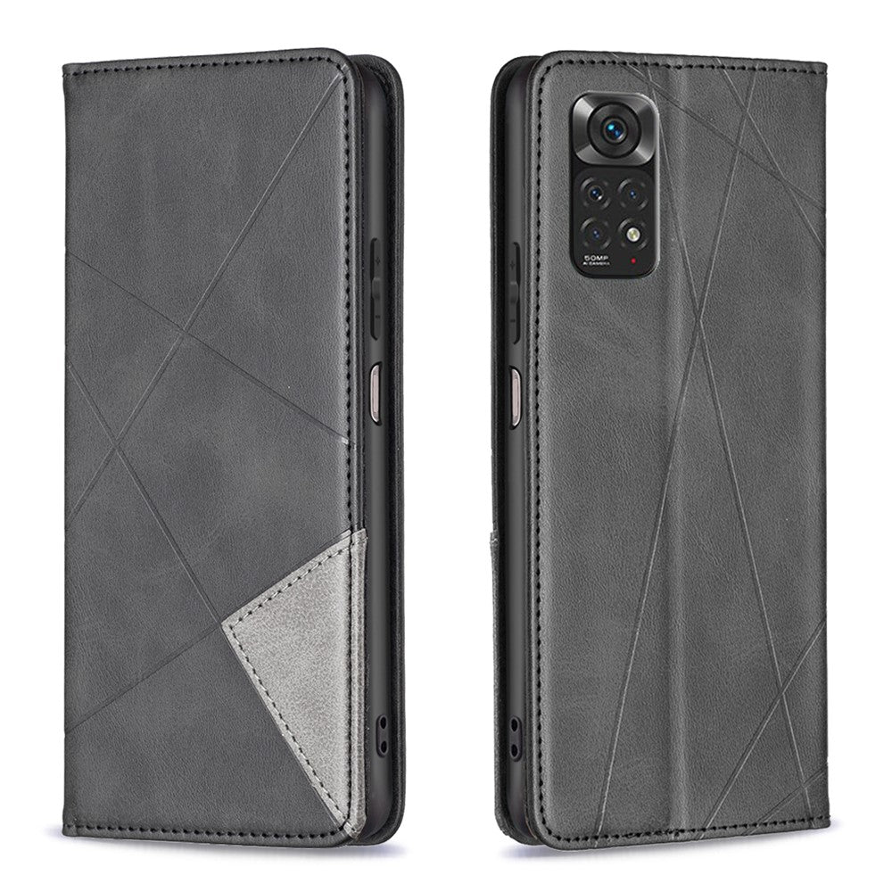 For Xiaomi Redmi Note 11 4G (Qualcomm) Imprinting Pattern Splicing Design Cover with Card Slots Drop-Proof Leather Cell Phone Shell