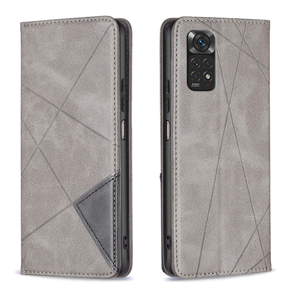 For Xiaomi Redmi Note 11 4G (Qualcomm) Imprinting Pattern Splicing Design Cover with Card Slots Drop-Proof Leather Cell Phone Shell