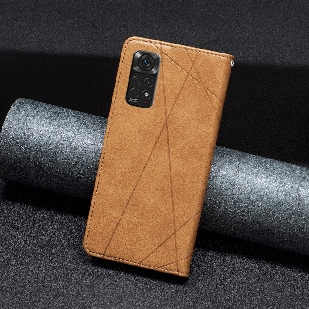 For Xiaomi Redmi Note 11 4G (Qualcomm) Imprinting Pattern Splicing Design Cover with Card Slots Drop-Proof Leather Cell Phone Shell