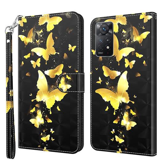 For Xiaomi Redmi Note 12 Pro 4G / 11 Pro 4G (MediaTek) / Note 11 Pro 5G (Qualcomm) Wallet Phone Case 3D Creative Pattern Printing PU Leather Wallet Stand Feature Flip Cover with Strap