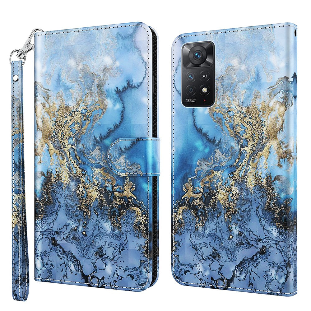 For Xiaomi Redmi Note 12 Pro 4G / 11 Pro 4G (MediaTek) / Note 11 Pro 5G (Qualcomm) Wallet Phone Case 3D Creative Pattern Printing PU Leather Wallet Stand Feature Flip Cover with Strap