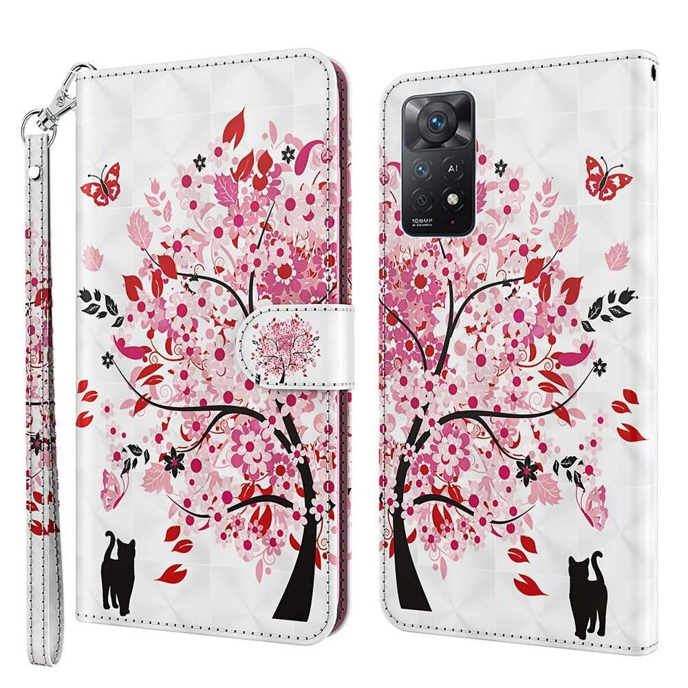 For Xiaomi Redmi Note 12 Pro 4G / 11 Pro 4G (MediaTek) / Note 11 Pro 5G (Qualcomm) Wallet Phone Case 3D Creative Pattern Printing PU Leather Wallet Stand Feature Flip Cover with Strap