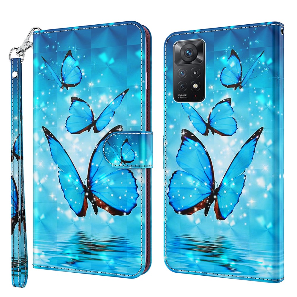 For Xiaomi Redmi Note 12 Pro 4G / 11 Pro 4G (MediaTek) / Note 11 Pro 5G (Qualcomm) Wallet Phone Case 3D Creative Pattern Printing PU Leather Wallet Stand Feature Flip Cover with Strap
