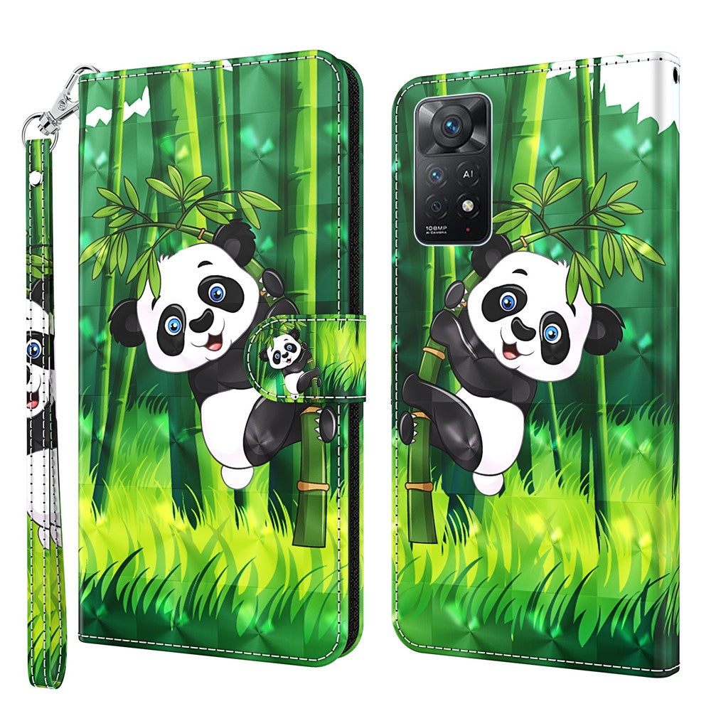 For Xiaomi Redmi Note 12 Pro 4G / 11 Pro 4G (MediaTek) / Note 11 Pro 5G (Qualcomm) Wallet Phone Case 3D Creative Pattern Printing PU Leather Wallet Stand Feature Flip Cover with Strap