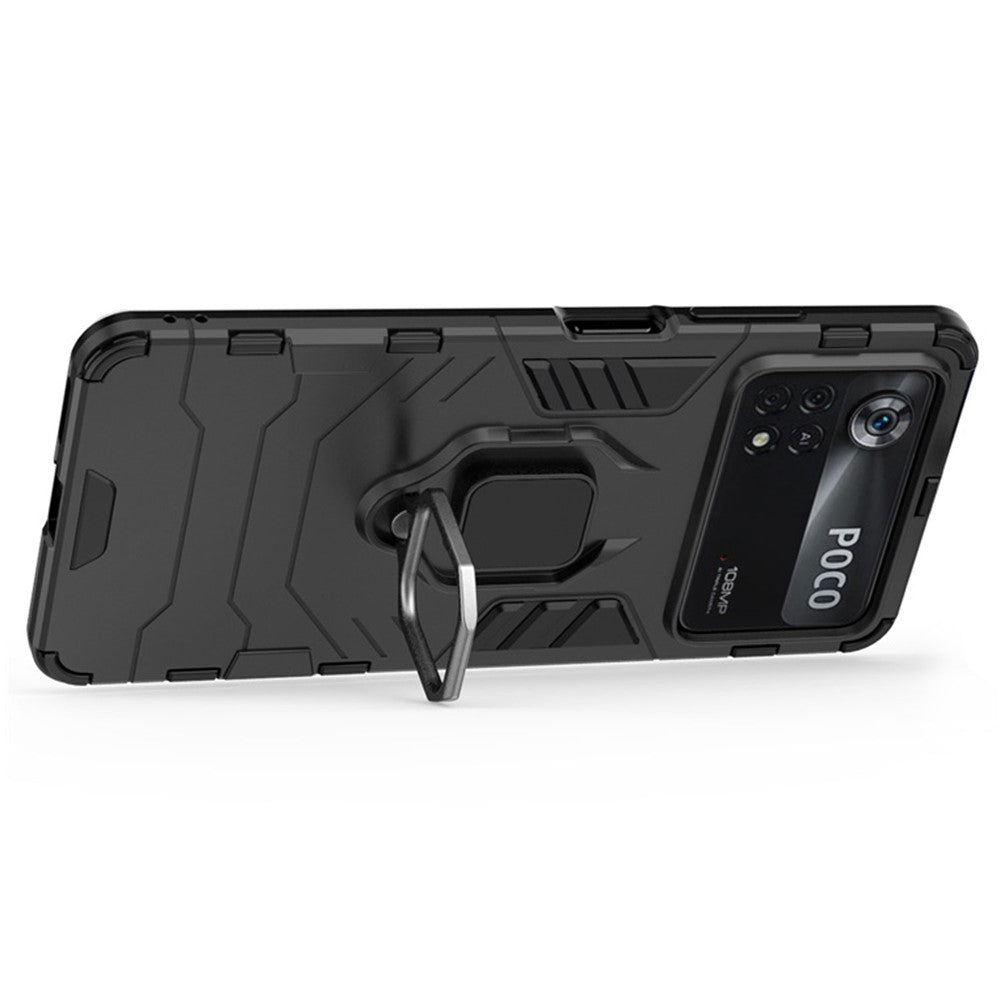 Ring Kickstand Phone Case for Xiaomi Poco X4 Pro 5G Protective Case Soft TPU + Hard PC Shockproof Phone Cover