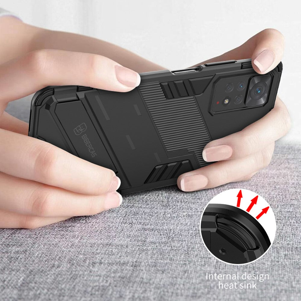 For Xiaomi Redmi Note 12 Pro 4G / 11 Pro 4G (MediaTek) / Note 11 Pro 5G (Qualcomm) Hard PC + Soft TPU Kickstand Phone Case
