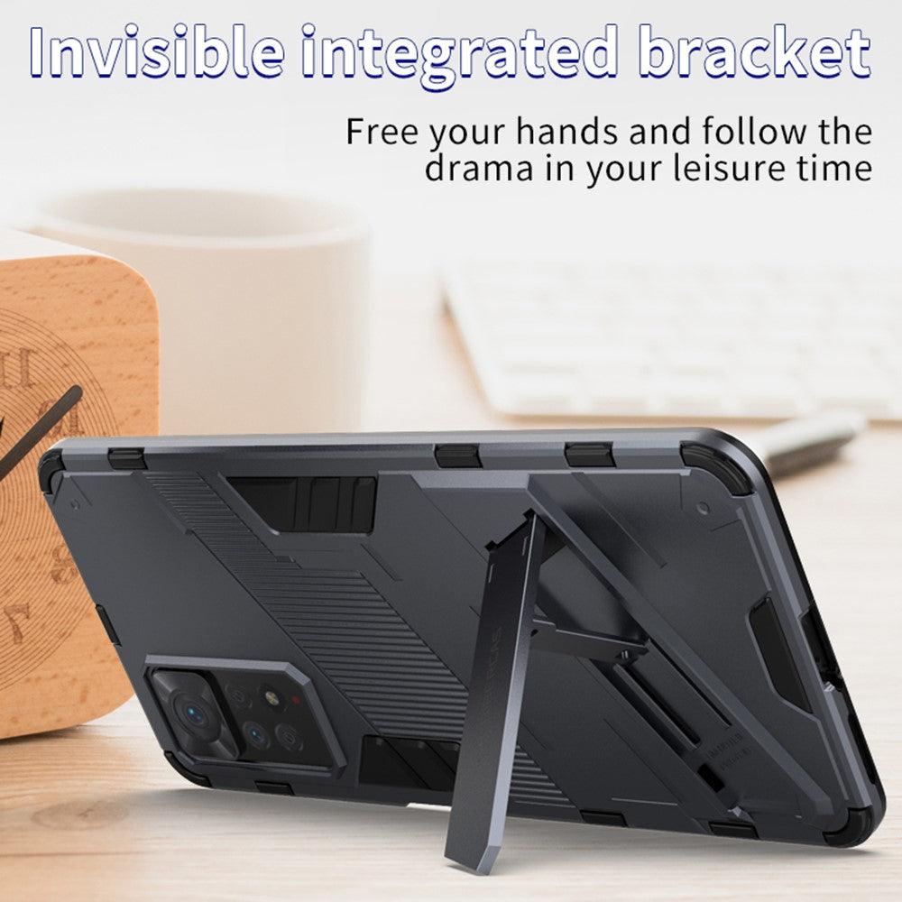 For Xiaomi Redmi Note 12 Pro 4G / 11 Pro 4G (MediaTek) / Note 11 Pro 5G (Qualcomm) Hard PC + Soft TPU Kickstand Phone Case