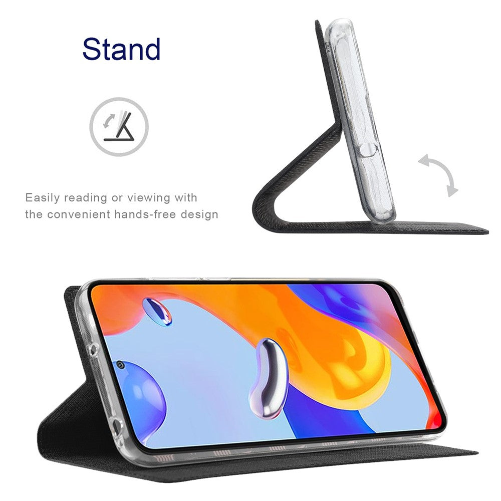 VILI DMX Series for Xiaomi Redmi Note 12 Pro 4G / 11 Pro 4G (MediaTek) / Note 11 Pro 5G (Qualcomm) PU Leather Anti-drop Protection Stand Phone Case with Card Holder