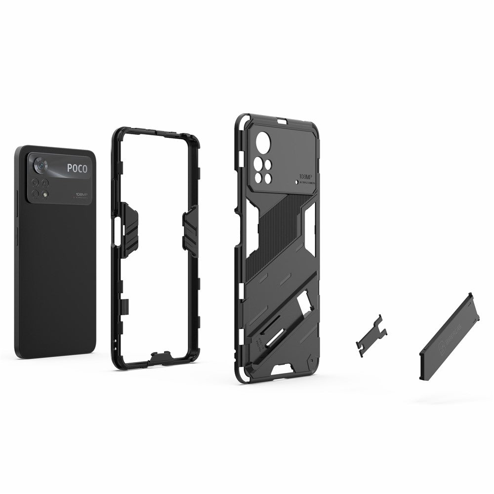 For Xiaomi Poco X4 Pro 5G Double Layer Design TPU+PC Case Kickstand Heavy Duty Armor Cover