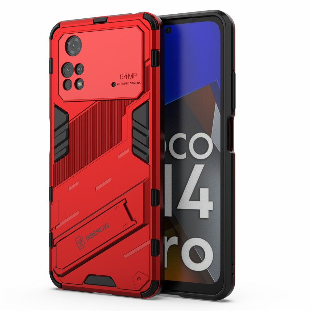 For Xiaomi Poco M4 Pro 4G Kickstand Design Drop Protective Cover Soft TPU Tough PC Shockproof Phone Case