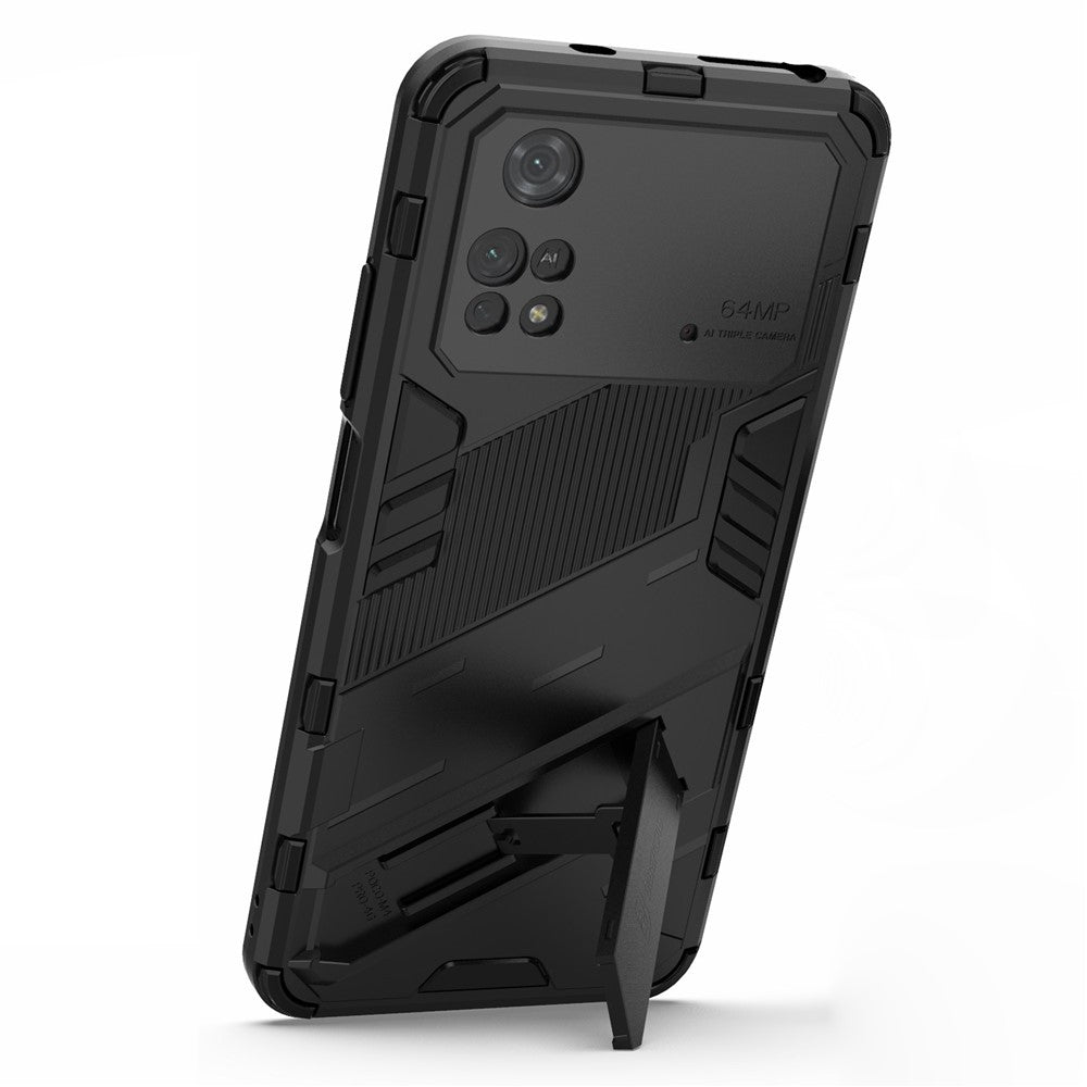 For Xiaomi Poco M4 Pro 4G Kickstand Design Drop Protective Cover Soft TPU Tough PC Shockproof Phone Case