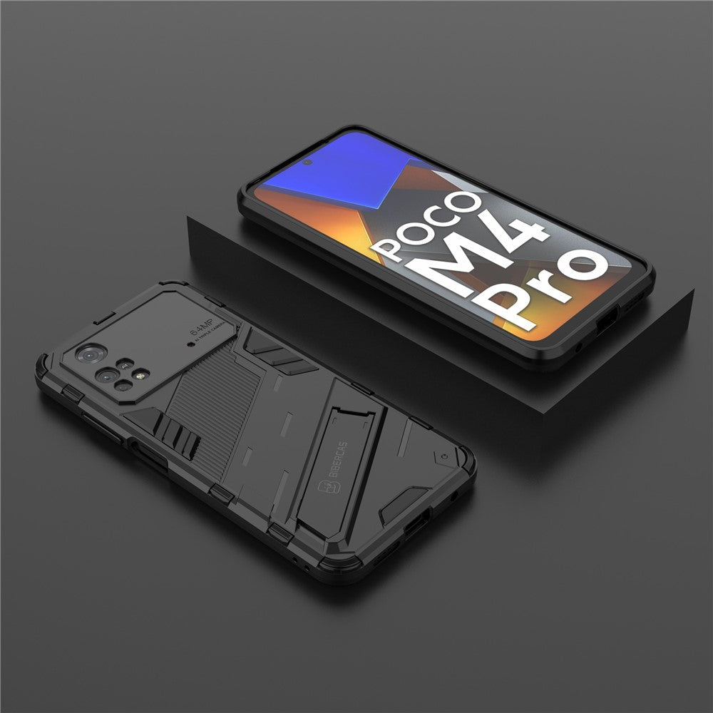 For Xiaomi Poco M4 Pro 4G Kickstand Design Drop Protective Cover Soft TPU Tough PC Shockproof Phone Case