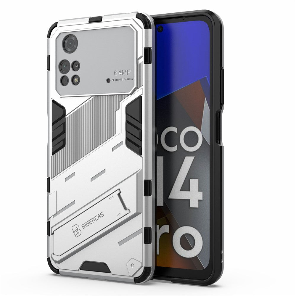 For Xiaomi Poco M4 Pro 4G Kickstand Design Drop Protective Cover Soft TPU Tough PC Shockproof Phone Case
