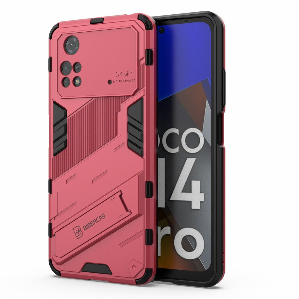 For Xiaomi Poco M4 Pro 4G Kickstand Design Drop Protective Cover Soft TPU Tough PC Shockproof Phone Case