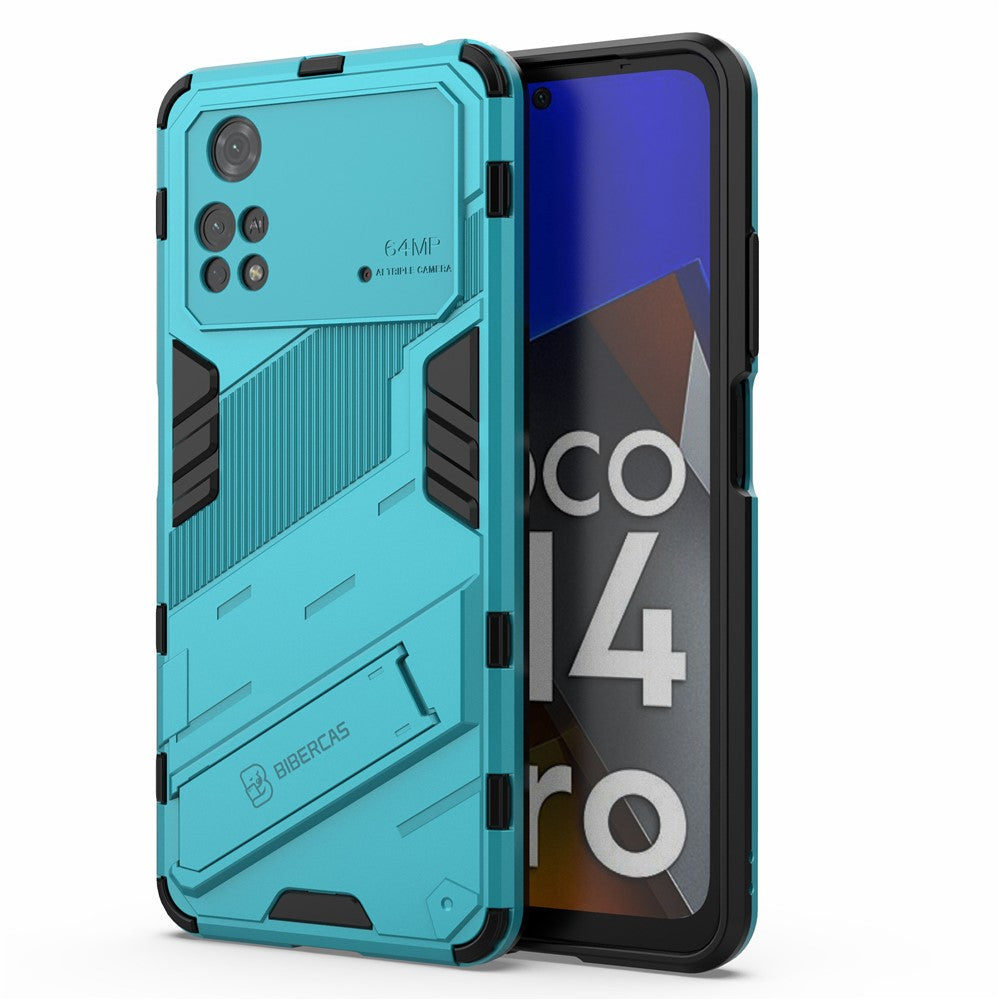 For Xiaomi Poco M4 Pro 4G Kickstand Design Drop Protective Cover Soft TPU Tough PC Shockproof Phone Case