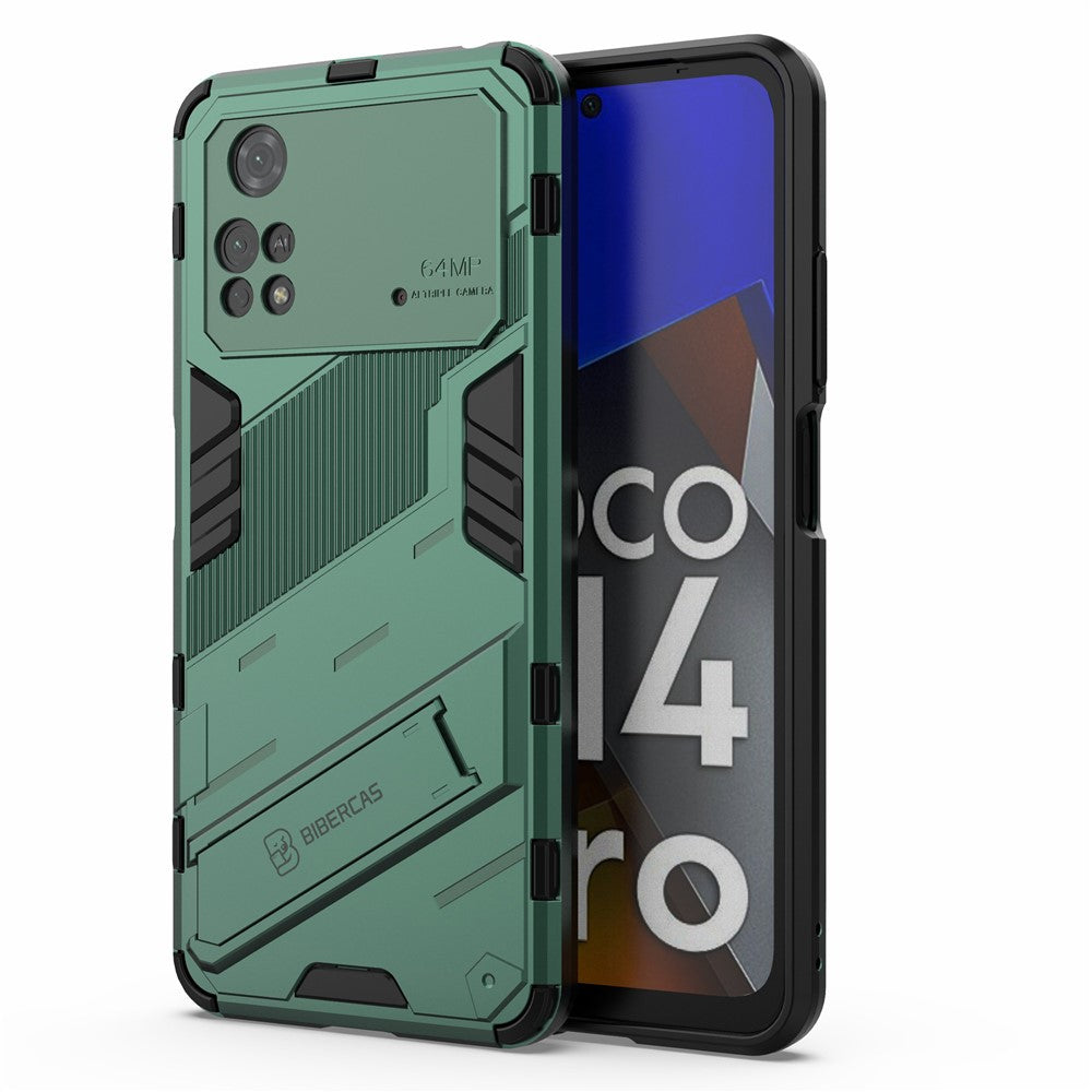 For Xiaomi Poco M4 Pro 4G Kickstand Design Drop Protective Cover Soft TPU Tough PC Shockproof Phone Case