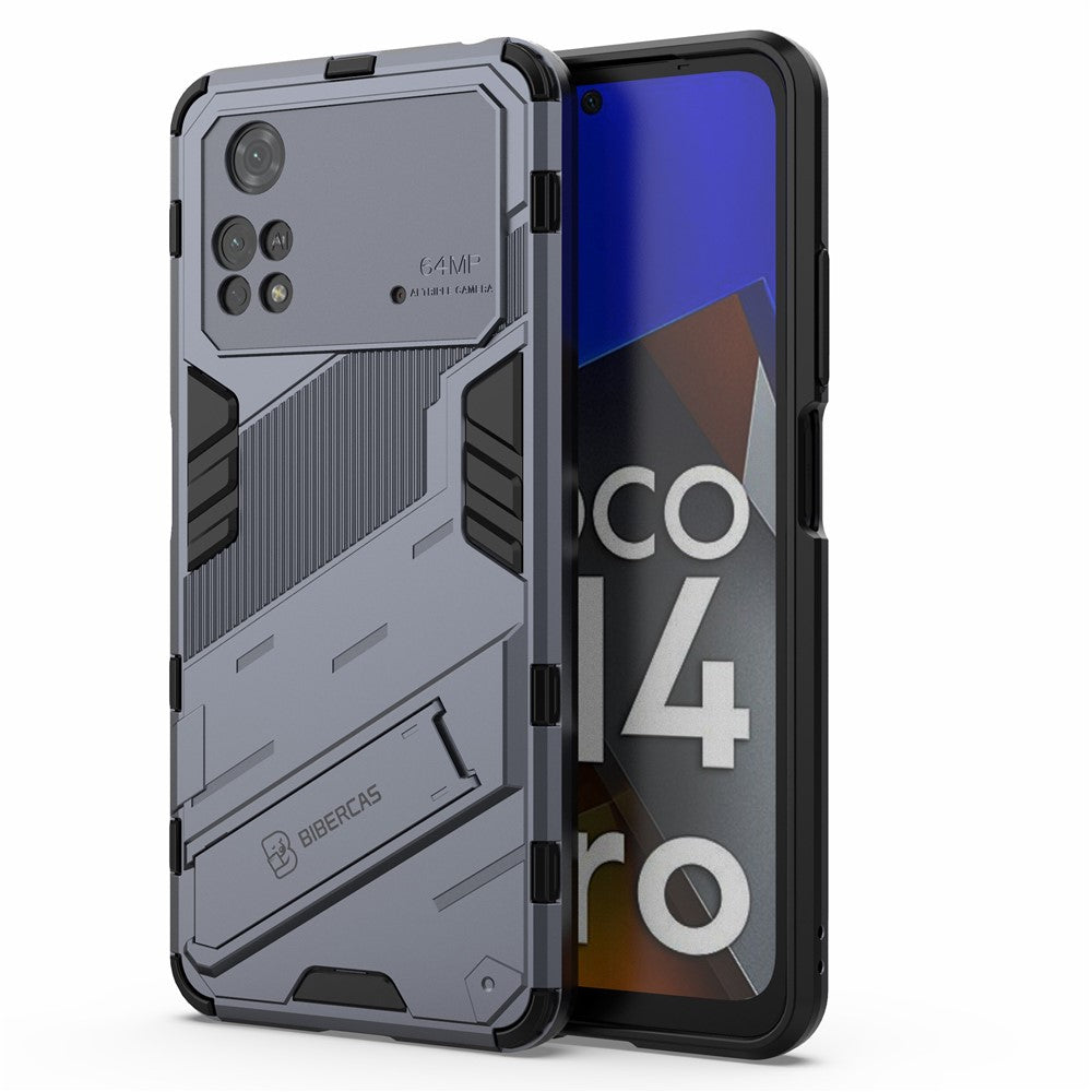 For Xiaomi Poco M4 Pro 4G Kickstand Design Drop Protective Cover Soft TPU Tough PC Shockproof Phone Case