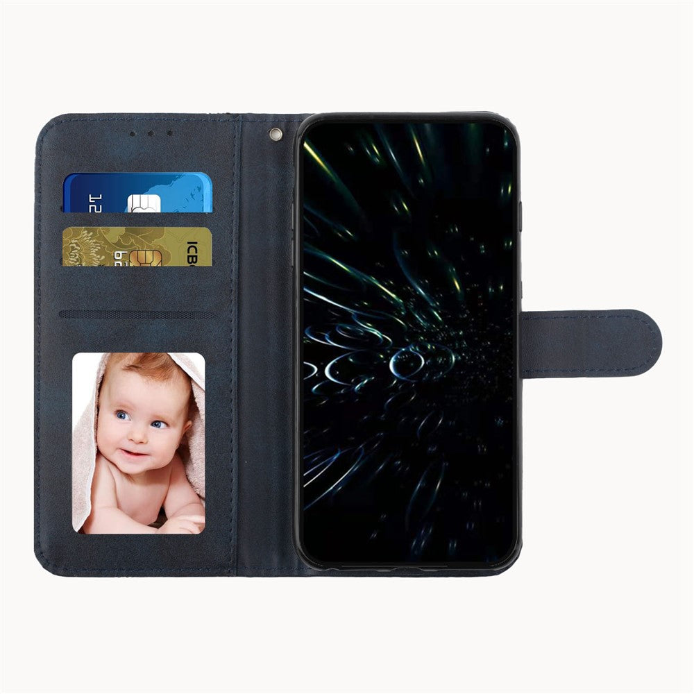 For Xiaomi Poco M4 Pro Phone Card Holder Case Wallet Magnetic PU Leather+Soft TPU Fine Stitching Phone Cover with Strap