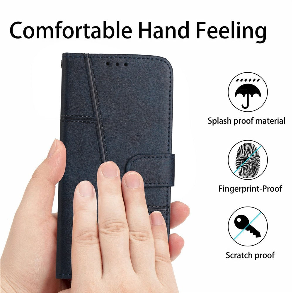 For Xiaomi Poco M4 Pro Phone Card Holder Case Wallet Magnetic PU Leather+Soft TPU Fine Stitching Phone Cover with Strap