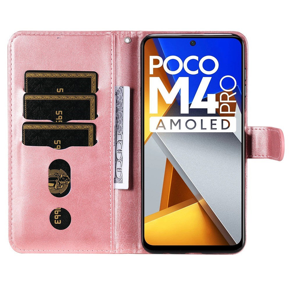 For Xiaomi Poco M4 Pro Wallet Stand Feature PU Leather Phone Case Magnetic Clasp Zipper Pocket Shockproof Cover