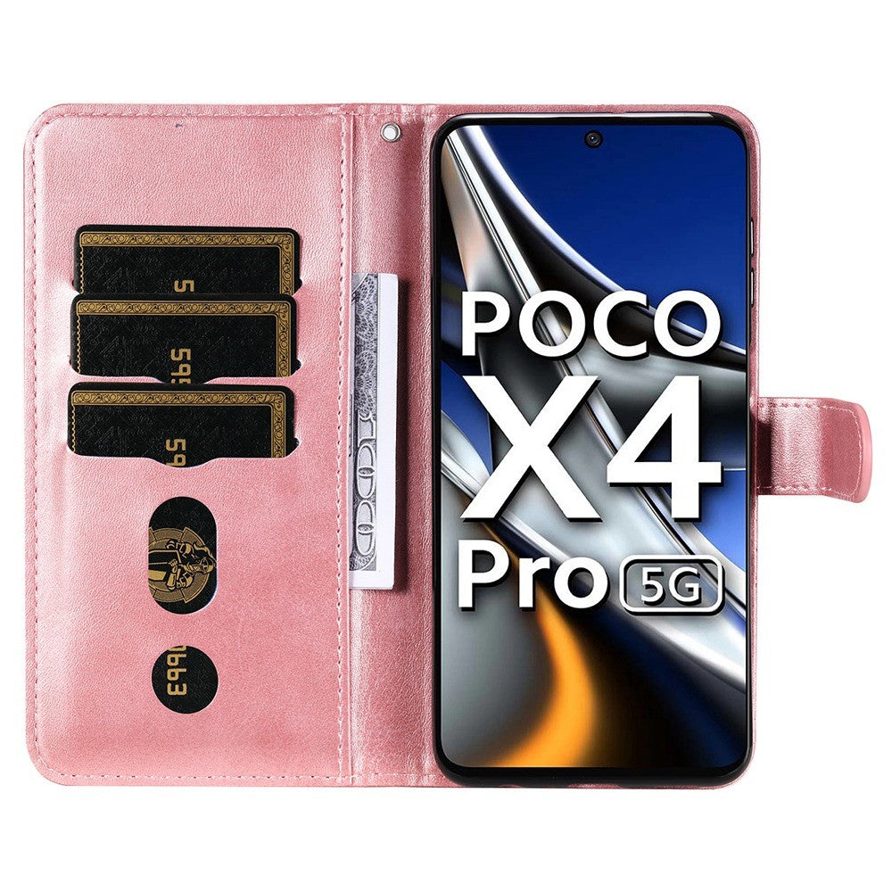 For Xiaomi Poco X4 Pro 5G Zippered Pocket Cowhide PU Leather Wallet Phone Stand Shell