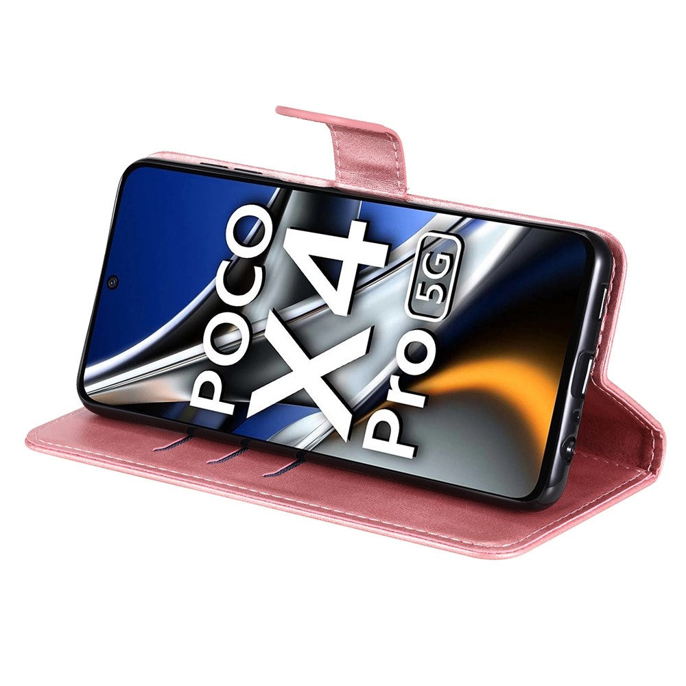 For Xiaomi Poco X4 Pro 5G Zippered Pocket Cowhide PU Leather Wallet Phone Stand Shell