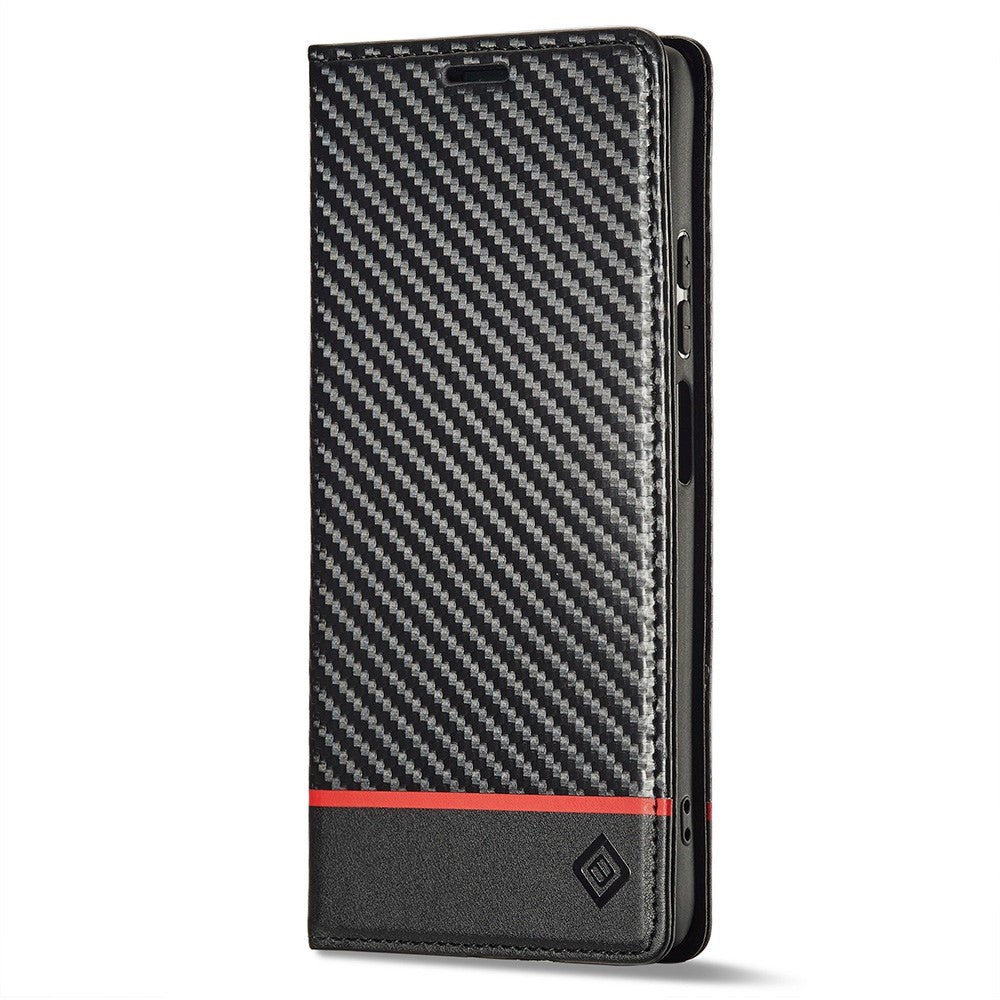 LC.IMEEKE For Xiaomi Poco X4 Pro 5G Anti-scratch Flip Wallet Case, PU Leather Carbon Fiber Texture Stand Magnetic Auto-absorbed Folio Phone Cover