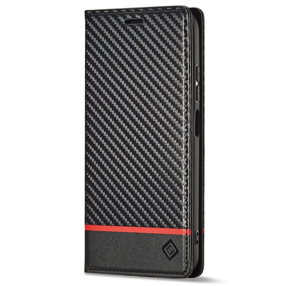 LC.IMEEKE For Xiaomi Redmi Note 11 4G (Qualcomm)/Note 11S 4G Shockproof Flip Wallet Case, PU Leather Carbon Fiber Texture Stand Magnetic Auto-absorbed Phone Cover